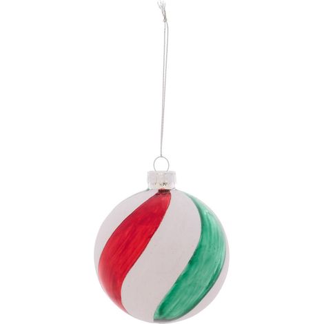Pallina di natale in vetro tricolore: rosso, verde e blu, diametro 80 mm - Atmosphera créateur d'intérieur (1/5)