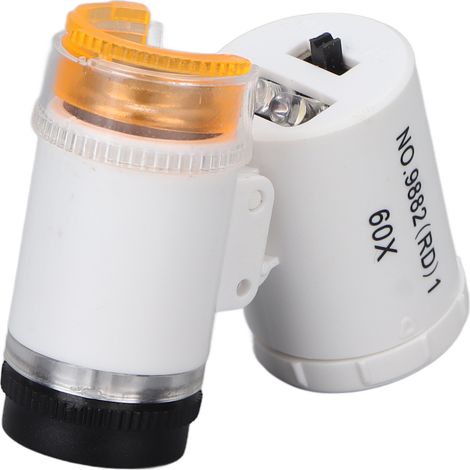 Loupe miniature portable grossissante 60x pour bijoux et billets, avec détecteur de lumière LED et microscope de poche blanc (1/5)