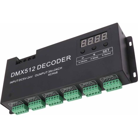 Décodeur DMX 24 canaux, affichage numérique, contrôleur de LED RGBW DMX512 avec variateur pour barre de scène, DC5V-24V (1/5)