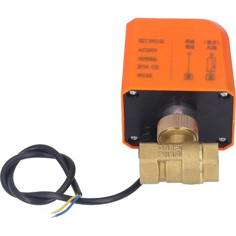 Vanne à billes électrique 2 voies 2 fils NO laiton DN15 filetage tube 1/2po 220V AC IP54 moteur synchrone (1/5)