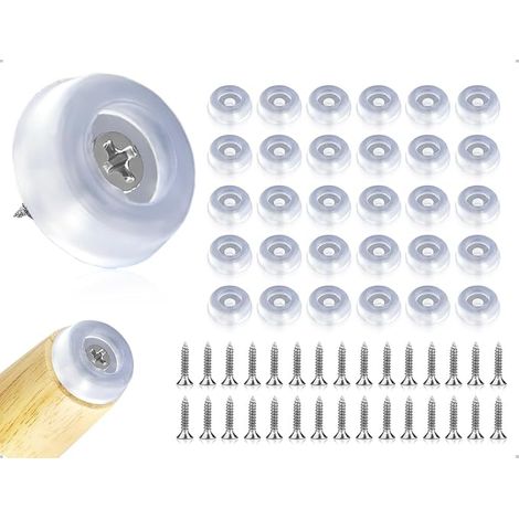 Lot de 30 Patins à Visser en Silicone, Ronds et Transparents, avec Base antidérapante pour canapés, Bureaux, étagères, appareils de Cuisine et Machines (16 mm) (1/5)