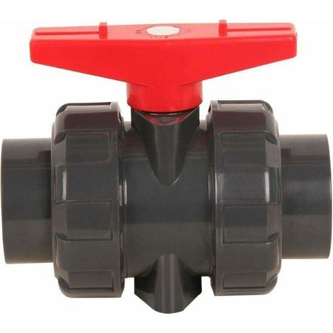 Valvola a doppio raccordo per saldatura a solvente, diametro 32 mm, valvola a sfera in PVC, valvola a sfera, valvola a sfera sferica per piscina, DN25 (diametro interno 32 mm)