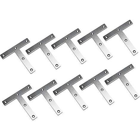 Lot de 10 supports d'angle en acier inoxydable pour réparation en forme de T 80 x 80 mm (1/5)