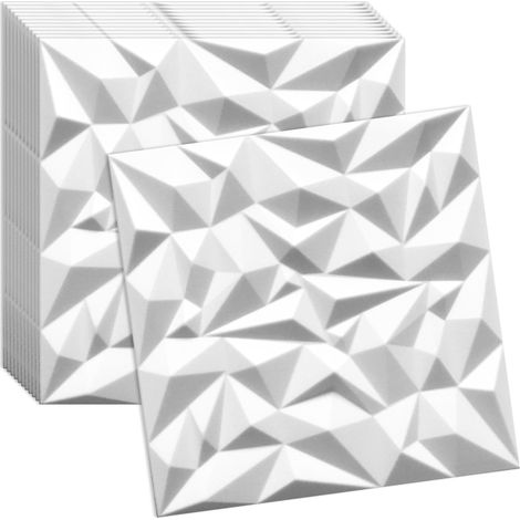 3D Wandpaneel Polystyrol - Weiß 50x50 cm - 12 Stück - Stilvolle Raumgestaltung - Einfache Montage, Wand- & Deckenverkleidung