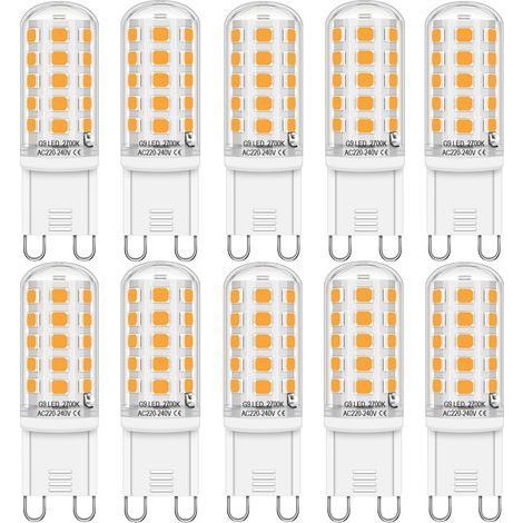 Lampe LED G9, Blanc Chaud (2700K), 400 Lumens, 4W Équivalent 30W Halogène, Non Dimmable, Sans Clignotement, Pack de 10 (1/5)