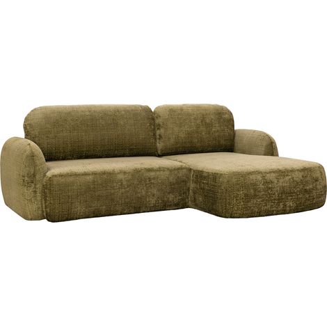 VIONA - Canapé d'angle convertible avec coffre en tissu vert - Angle droit (1/5)