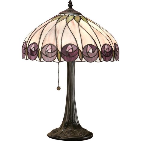 Interiors Hutchinson - 1 lampe de table moyenne légère en verre Tiffany, peinture bronze foncé avec des reflets, E27 (1/4)