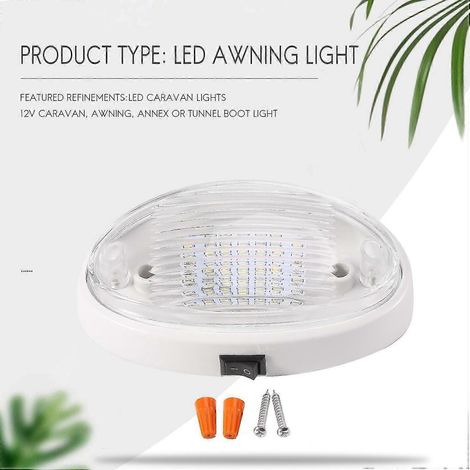 12V LED-Leuchte mit Schalter für Wohnwagen, Wohnmobil, Boot, Markise, Vorzelt, Tunnel, Kofferraum (1/4)