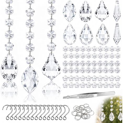11PCS Attrape Soleil Cristal Suspendu, 38mm Prisme de Boule Cristal Clair (1/5)