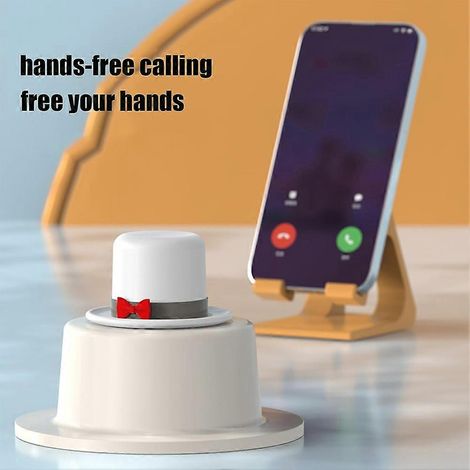 Petit lecteur de musique portable en forme de chapeau haut-de-forme avec fixation magnétique, doté d'un support pour téléphone, adapté à la maison, au bureau, à la voiture et à d'autres endroits. (1/5)