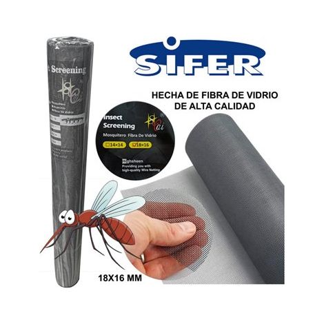 PLUVIA Malla de tela mosquitera de fibra de vidrio 120cm x 30 m por rollo 18x16 (1/3)