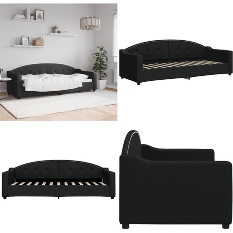 Tagesbett Schwarz 80x200 cm Stoff - Schlafsofa - Bett - Gästebett - Tagesbett - Wohnzimmer - Home & Living (1/5)