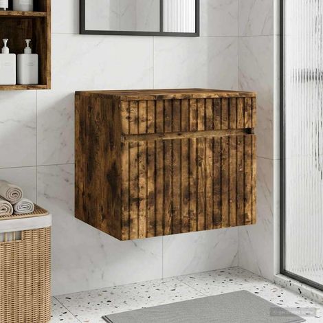 vidaXL Mobiletto da Bagno a Muro Rovere Fumo 59 x 44,5 x 50 cm