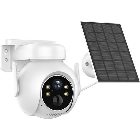 Caméra de sécurité à domicile Caméra solaire 2K HD 4G avec carte SIM, 4mp, for l'extérieur, sans fil, PTZ intégrée, alimentée par batterie, détection humaine PIR, Audio bidirectionnel(WIFI NO SD Card) (1/5)