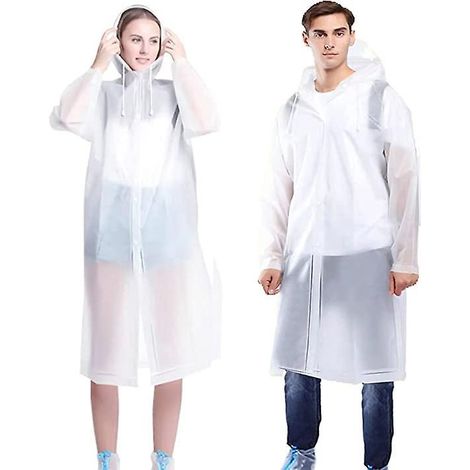 impermable Rutilisable Portable (2 Pices En Blanc), Impermable Impermable Pour Hommes Et Femmes, Impermable De Voyage Pour Hommes Et Femmes, Imper (1/5)