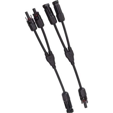 Y-Verteiler für Solaranlagen, 2 Stück 1 zu 2 Solar-PV-Splitter Paralleladapterkabelstecker 1000V DC (Schwarz)
