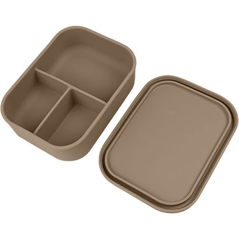 Boîte à bento en silicone alimentaire, compatible micro-ondes, avec compartiments séparés, idéale pour le bureau et les étudiants (1/5)