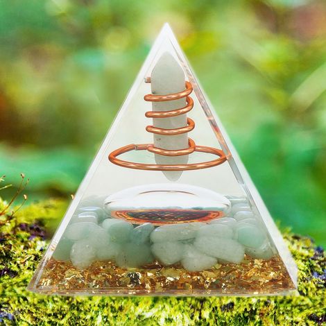 Pyramide Orgonite avec Cristaux - Energie Positive, Cuivre et Pierre, Artisanale, Décor et Méditation, 6cm, Générateur de Vitalité, 161g - Orgonite Pyramide (1/5)