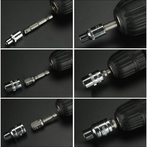 Ensemble de 8 adaptateurs pour douilles, embouts de vissage hexagonaux, rallonge pour perceuse à percussion, 1/4 po, 3/8 po, 1/2 po (1/5)