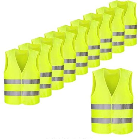 Perle rare avertissement gilet / gilet de sécurité néon jaune avec rayures fluorescentes Gr.Genrabatt: 10 pièces (1/5)