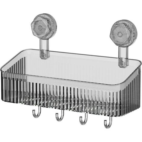 Cesta de almacenamiento colgante con ventosa para uso doméstico, perfectamente diseñada para un fácil acceso a los artículos de primera necesidad (gris).