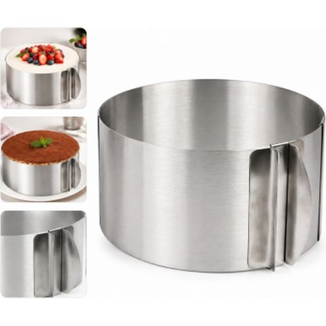 1 Pc Cercle a Entremets Reglable Inoxydable 15 a 30 cm Hauteur 6 cm Moule Ronde Extensible Gateau Mousse Tarte Boite Cadeau (1/5)