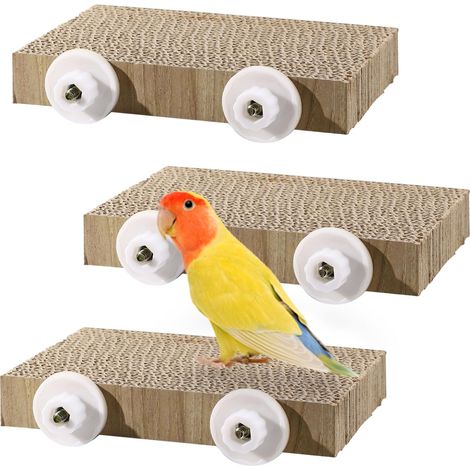Lot de 3 jouets à mâcher pour cage à perroquet, perchoir à oiseaux, en carton de taille moyenne, support de conure, calopsitte, de broyage, accessoires de cage pour perruches, (1/4)