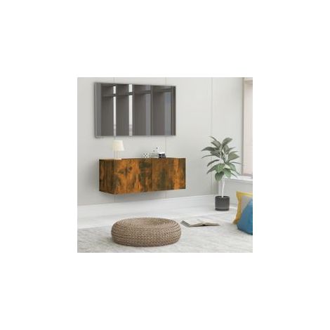 Meuble TV chêne fumé 80x30x30 bois d'ingénierie (1/5)