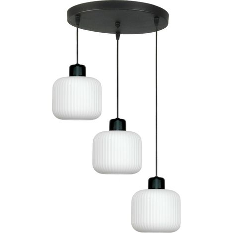 Schwarze Hängeleuchte mit weißem Glasschirm, Beka Bianco 14-962