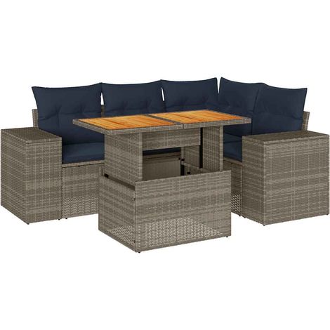 Maison Exclusive - 5-tlg. Garten-Sofagarnitur mit Kissen Grau Pol