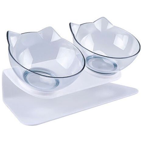 Raised Cat, Tilted Cat Bowl for Cats Tiltable at 15° Anti-Vomiting Cat Bowl with 2 Bowls (1/5)