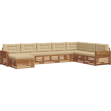 Outdoor Sofa Set 8 pcs Natural and Beige Solid Acacia Wood vidaXL (1/5)