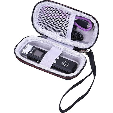 Étui rigide pour enregistreur vocal numérique à déclenchement vocal - Sac de transport et de rangement protecteur pour les voyages (Dimensions intérieures : 10,4 cm x 5,3 cm x 3 cm, étui seul) - Gris (1/5)