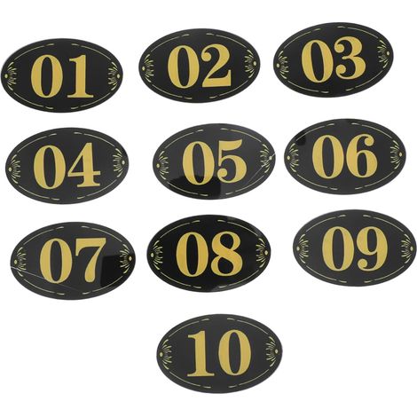 10pièces Numéros de Table Plastique Étiquettes Numérotées pour Meuble Hôtel Bureau Identification Plaque de Porte Autocollant Maison (1/5)