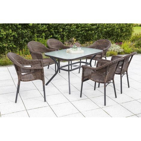 Ravenna Set 7tlg 6 Sessel Tisch 150x85cm Alu/Kunststoff