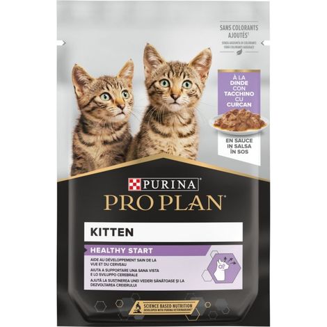 pro plan junior, alimento umido per gatto, teneri pezzetti in salsa con tacchino.