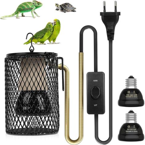 Lampe Chauffante Reptile - Support Protection Abs - Pour Terrarium Serpent Lézard Tortue - Lot De 3 (1/5)