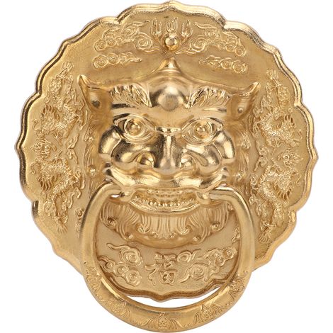 Heurtoir de porte en laiton antique, style tête d'animal chinois, facile à installer et résistant à la corrosion. (1/5)