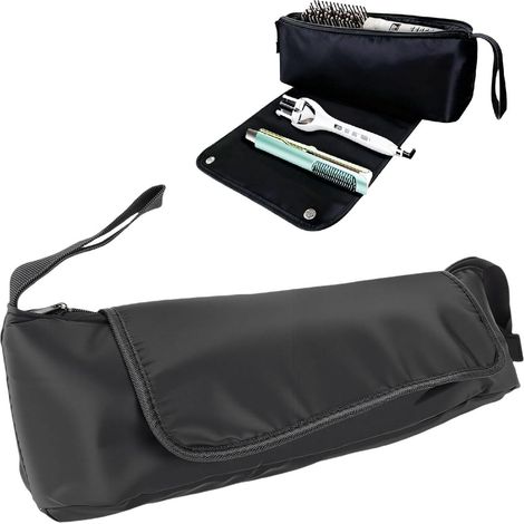 Sac de Voyage pour Outils Capillaires et Tapis Résistant à la Chaleur, étui de Transport Portable pour Fers Plats, Lisseurs, Fer à Friser (Black) (1/5)