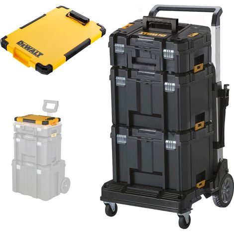 Dewalt TStak Tower Trolley - Includes 2 x VI Deep Cases + II Case + Clipboard (1/5)