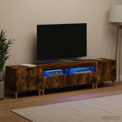 vidaXL 3 Piece LED TV Cabinet Smoked Oak Engineered Wood (1/5)