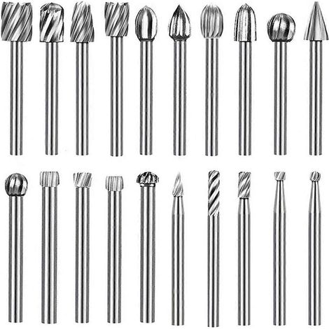 20-teiliges Set aus rotierenden Feilen, Fräsern und Schleifaufsätzen aus Hochgeschwindigkeitsstahl zum Anfasen und Gravieren