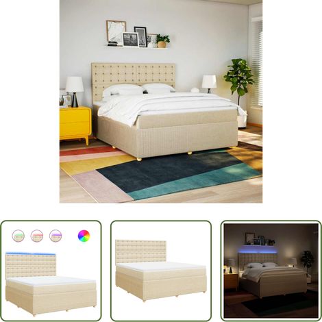 Matratze - Boxspringbett mit Matratze Creme 180x200 cm Stoff (1/5)