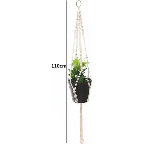 (c-15) Panier suspendu en macramé fait main pour plantes, pot de fleurs, décoration de balcon, corde de levage nouée, style bohème, décoration pour la maison et le jardin (1/4)