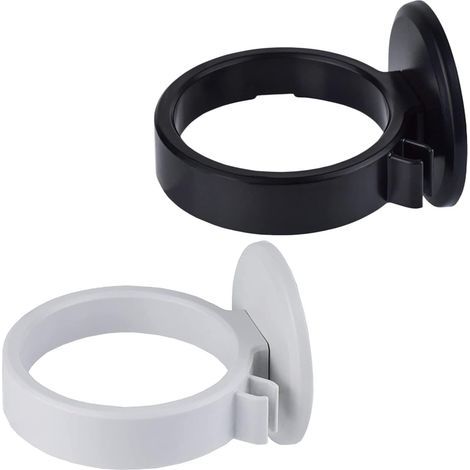 BRAVIX Support de Sèche-Cheveux, en Plastique, 2 Porte-Sèche-Cheveux, Montage Mural Aans Perçage Noir, blanc (1/4)
