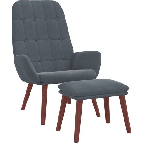 Maison Exclusive - Relaxsessel mit Hocker Dunkelgrau Samt (1/5)
