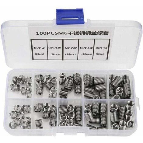 M6 Insert Fileté. 100pcs M6 Filets Rapportés Inserts de Filetage Hélicoïdal à Fil Spiralé en Acier Inoxydable.de