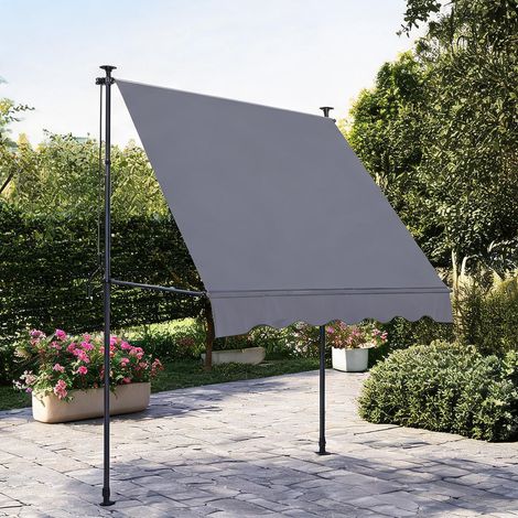 Store à bras articulé à fixation par serrage 300 x 120 cm gris (1/5)