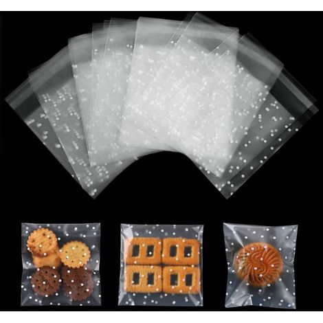 200 Pièces Sacs en Cellophane Sacs à Biscuits Autocollants Transparents Sacs à Bonbons en Plastique pour Boulangerie, Biscuit, Bonbons, Biscuit, Bijoux, Savons, Cartes et Dessert (10 × 10 cm) (1/4)