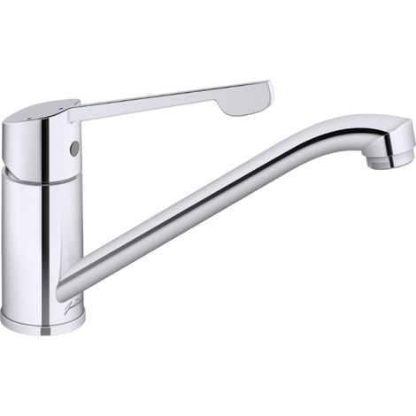 Jacob Delafon – Robinet cuisine mitigeur bec bas 154mm – Finition chrome – Aérateur anti-calcaire – Limiteur de débit – Installation 1 trou (1/4)